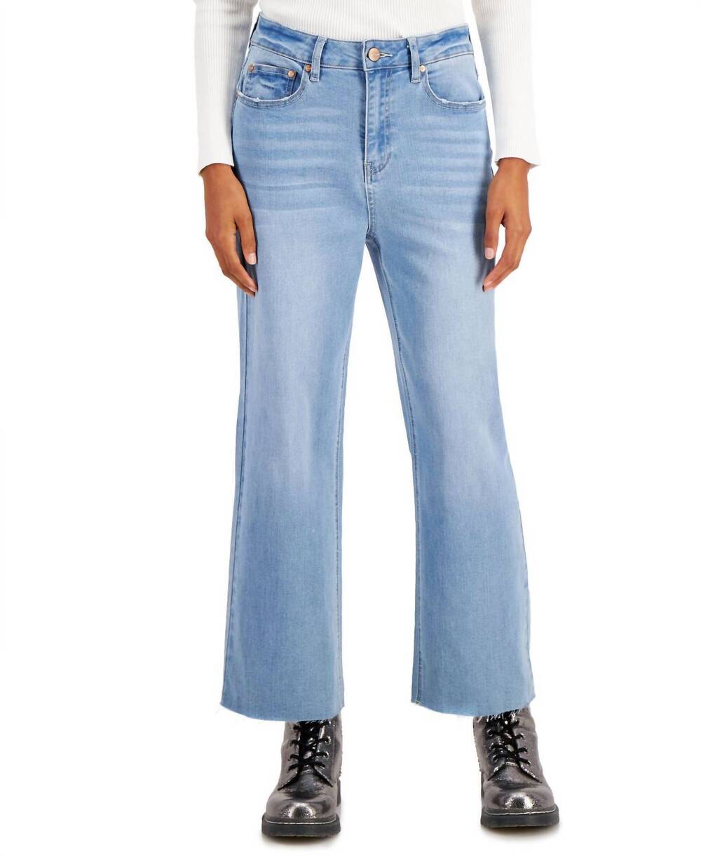 NEW INDIGO SAINTS women's raw-hem wide-leg jeans in medium wash
